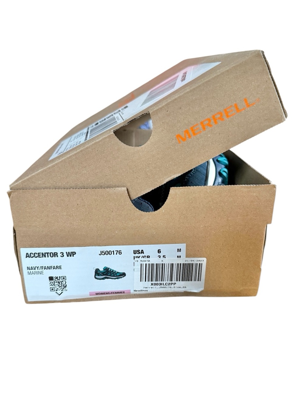 Merrell Accentor 3 WP Waterproof Hiking Shoes Teal / Navy / Blue Like New in Box - Picture 14 of 14